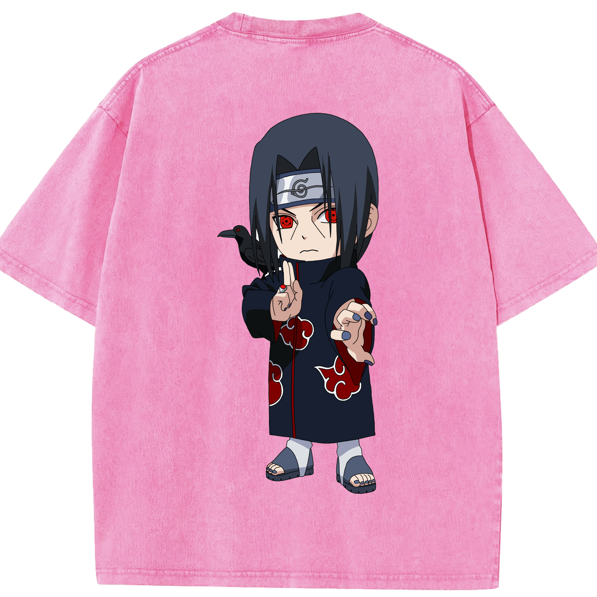 （画像用） NARUTO -ナルト- うちは イタチ Uchiha Itachi 綿100% ヴィンテージ風 半袖Tシャツ（背面プリント）